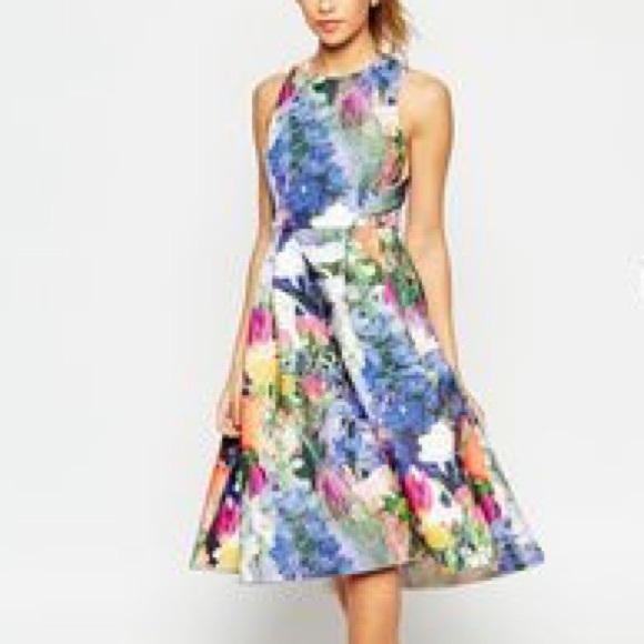 ASOS Dresses & Skirts - ASOS Mettalic Floral Fit & Flare Dress